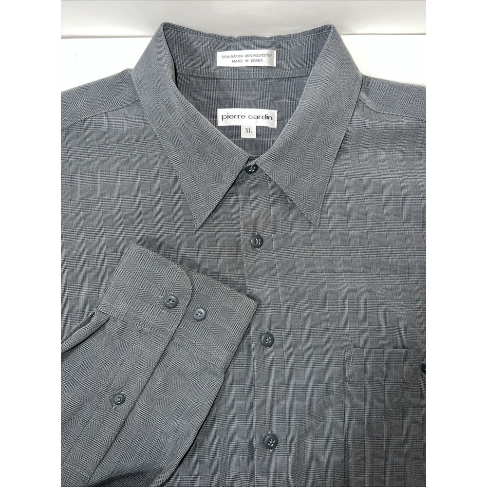 Pierre Cardin Button Up Dress Shirt Men's Sz XL , Xtra Large Gray‎ Long Sleeve